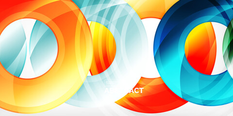 Bright colorful circles with light effects. Abstract background