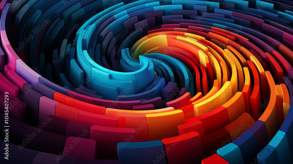 Poster a colorful abstract painting with many different shapes and colors. the painting is full of energy a