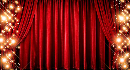 Red velvet curtains