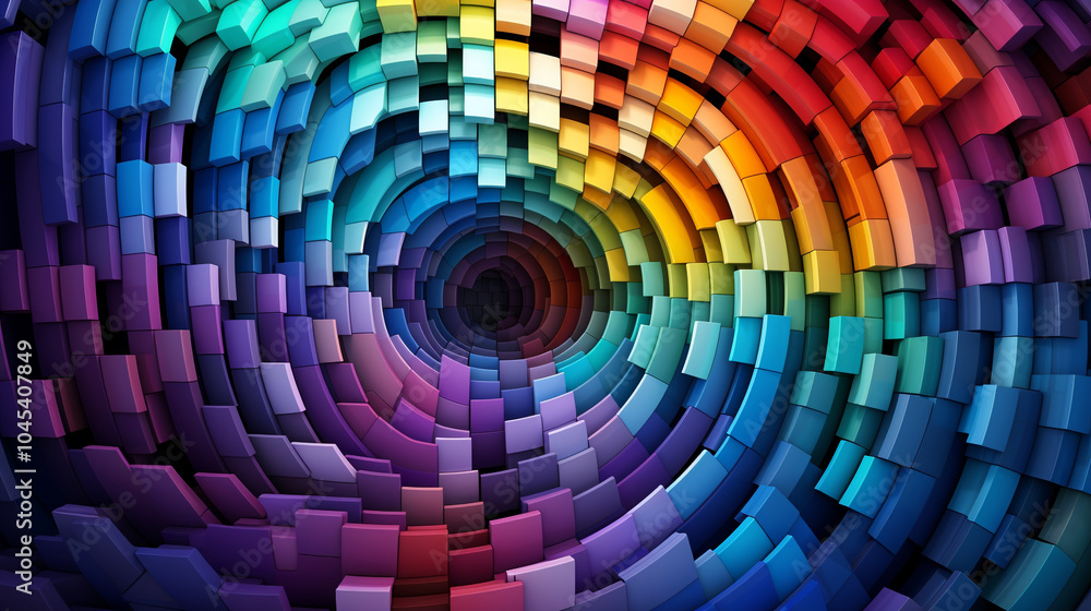 Poster a colorful abstract painting with many different shapes and colors. the painting is full of energy a