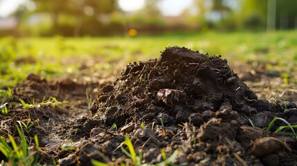 Animal dung at the cattle farms, concept of agriculture and farming