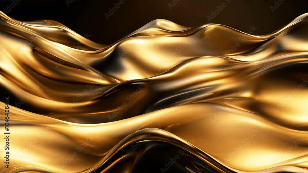 Poster abstract elegance shiny golden waves flowing with smooth textures, showcasing luxury and depth in me