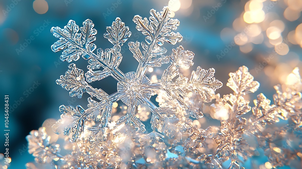 Aufkleber abstract snowflake with metallic texture in 3d formations