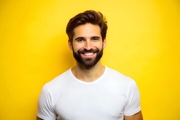 Obraz premium Smiling Man with Short Dark Hair