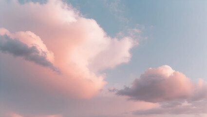 Obraz premium Soft clouds gently blending in pastel hues create serene sky, evoking sense of calm and tranquility. delicate interplay of colors enhances beauty of atmosphere