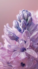 Fototapeta premium Water droplet on hyacinth flower blossom petal.