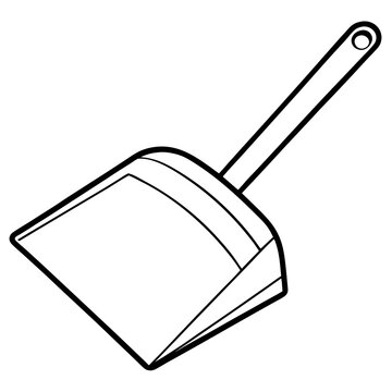 black and white dustpan with handle clip art preview