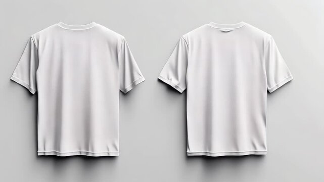 Blank white wrinkled t-shirt mockup, front and back view Video