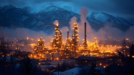 BECCS plant located near a forest, representing the balance between nature and technological solutions for carbon removal