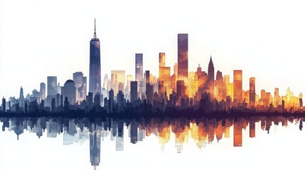 Fototapeta premium Dynamic Urban Skyline Silhouette at Sunset