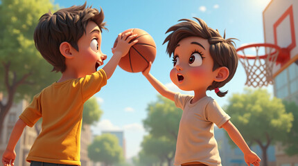 cartoon character children playing game