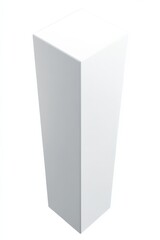 Vertical Rectangle Box - Tall, Thin, Blank White 3D Illustration from Top Angle
