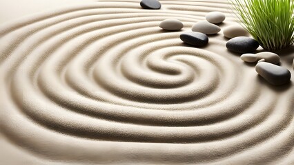 The Subtle Dance of Calmness: The Spiritual Connection Between Still Stones, Flowing Sand, and the Meditative Essence of Zen Balance