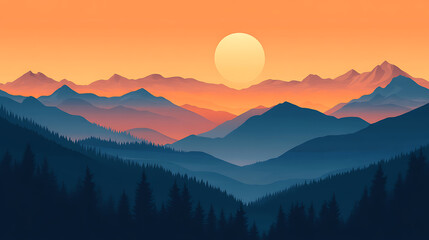 Obraz premium The sunset in the valley, wallpaper, a colorful natural phenomenon that is so beautiful