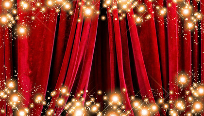 Red velvet curtains