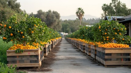 Solar panels strategically placed over fruit trees, enhancing agricultural output and energy generation