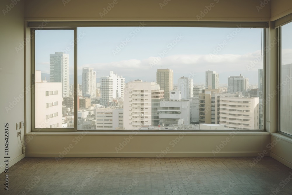 Wall mural studio apartment window architecture cityscape.