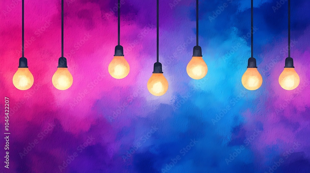 Aufkleber illuminated elegance a stunning display of hanging lights against a vivid colorful background creati