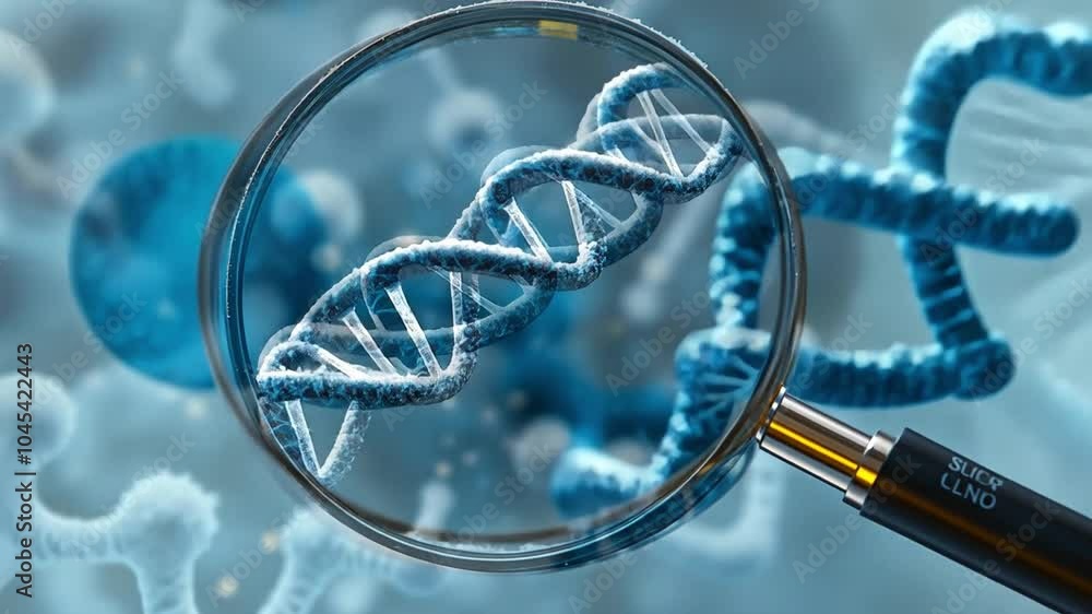 Poster discovering the structure of dna with magnification techniques in a scientific lab environment
