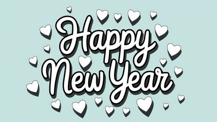 Happy new year text typography, New Year text logo template with bold font written in vector design Ilustration