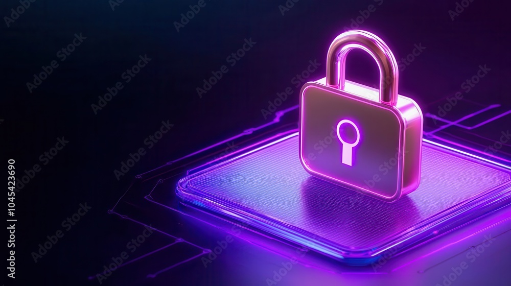 Aufkleber a glowing privacy policy document with digital padlocks surrounding it, digital padlock icon with gl