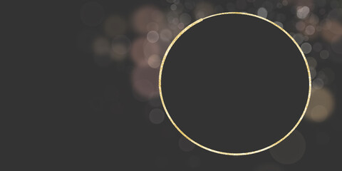 abstract golden light and glitter background with blank circle ring  for Text or Image