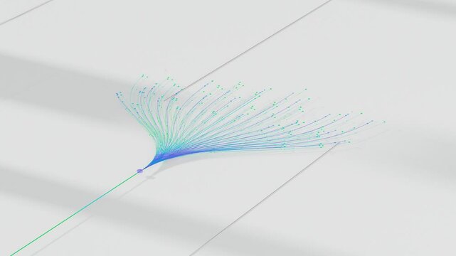 3D Isometric Animation of Colorful Branching AI Neural Network on White Background. Visualization of Large Language Models, Artificial Intelligence, Complex Algorithms, Chatbot and Machine Learning 