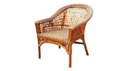 Cozy wicker chair designed for outdoor relaxation, showcasing a natural finish and comfortable contours perfect for gardens or patios.