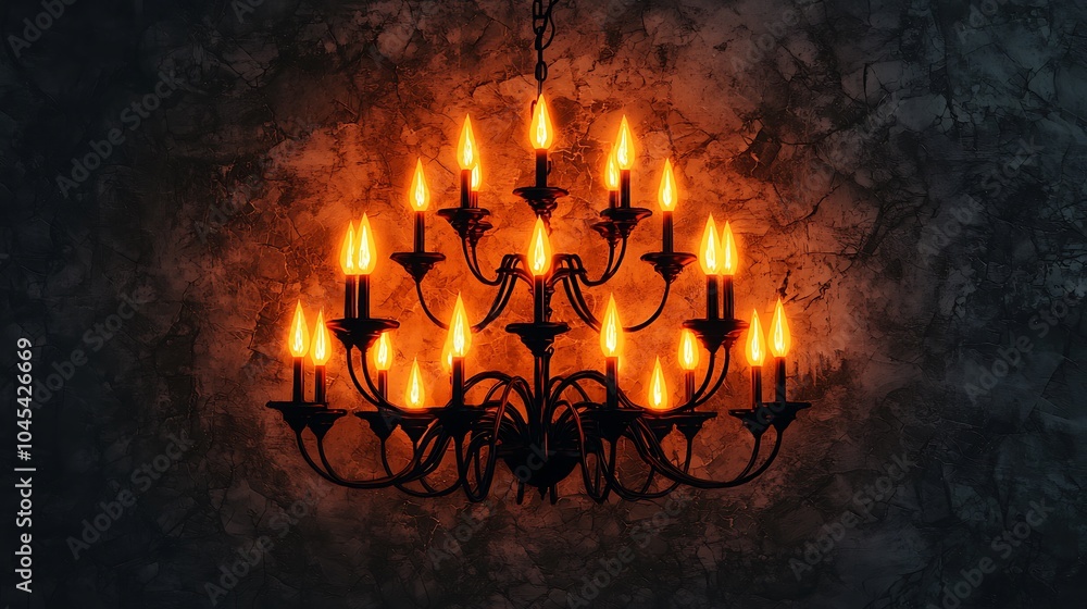 Poster elegant chandelier illuminating a textured wall creating a warm and inviting atmosphere in any space