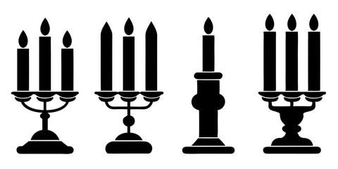 candlestick icons vector silhouette black