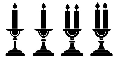 candlestick icons vector silhouette black