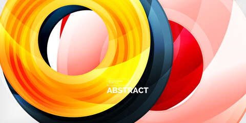 Fototapeta premium Bright colorful circles with light effects. Abstract background