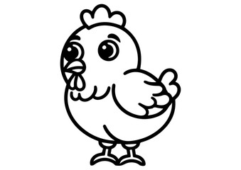 Chicken Line Art Coloring Pages