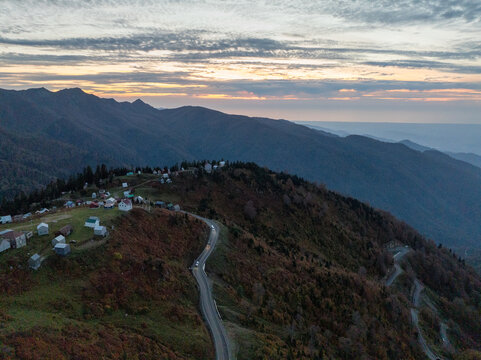 Aerial view of Gomismta village in the Ozurgeti Municipality of Guria, 2024 autumn