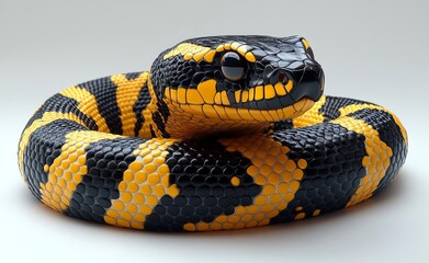 Obraz premium Green snakes with blue spots rest and flick their tongues in natural light