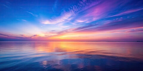 Obraz premium Softly fading horizon with gentle warm hues blending into deep blues and purples, sunset wallpaper, peaceful evening, serene landscape