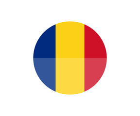 Fototapeta premium Romania flag in circle icon. National flag of Romania illustration on transparent background PNG. 