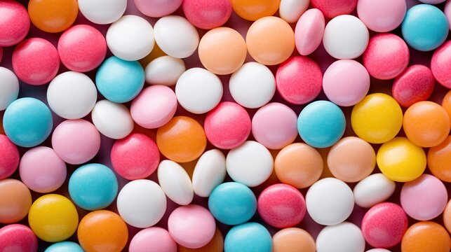 top view background of colorful small sweet candies