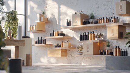 Modern 3D Product Display with Floating Boxes