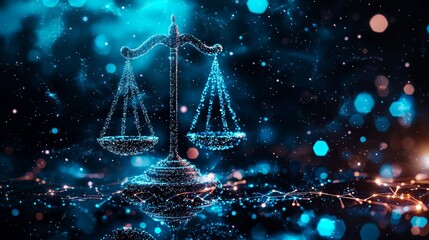 Artistic representation of the Libra zodiac sign with glowing details and cosmic background