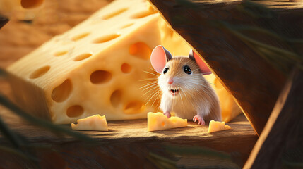 Fototapeta premium Illustrations of delicious cheese and cheese products,generated with AI.