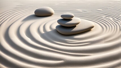 An Eternal Flow of Peaceful Energy Exploring the Natural Symmetry of Stones Amid the Rippling Waves of a Mindfully Curated Zen Garden (4)