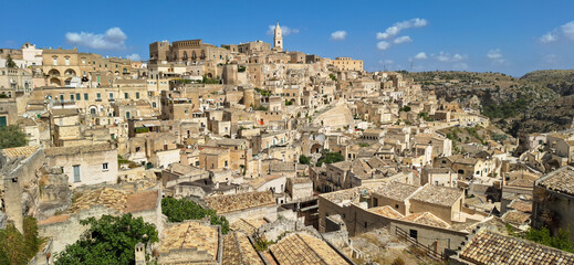 Obraz premium Stunning view of the ancient town of Matera, southern Italy. Matera is a city on a rocky outcrop.