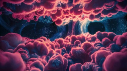 a mesmerizing dreamlike scene of suspended particle