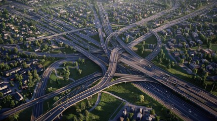 Aerial view of a bustling expressway network