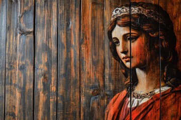 Naklejka premium Dark wood lath wall with horizontal slats, highlighting the deep grain patterns. The rich tones provide a cozy, nature-inspired background.