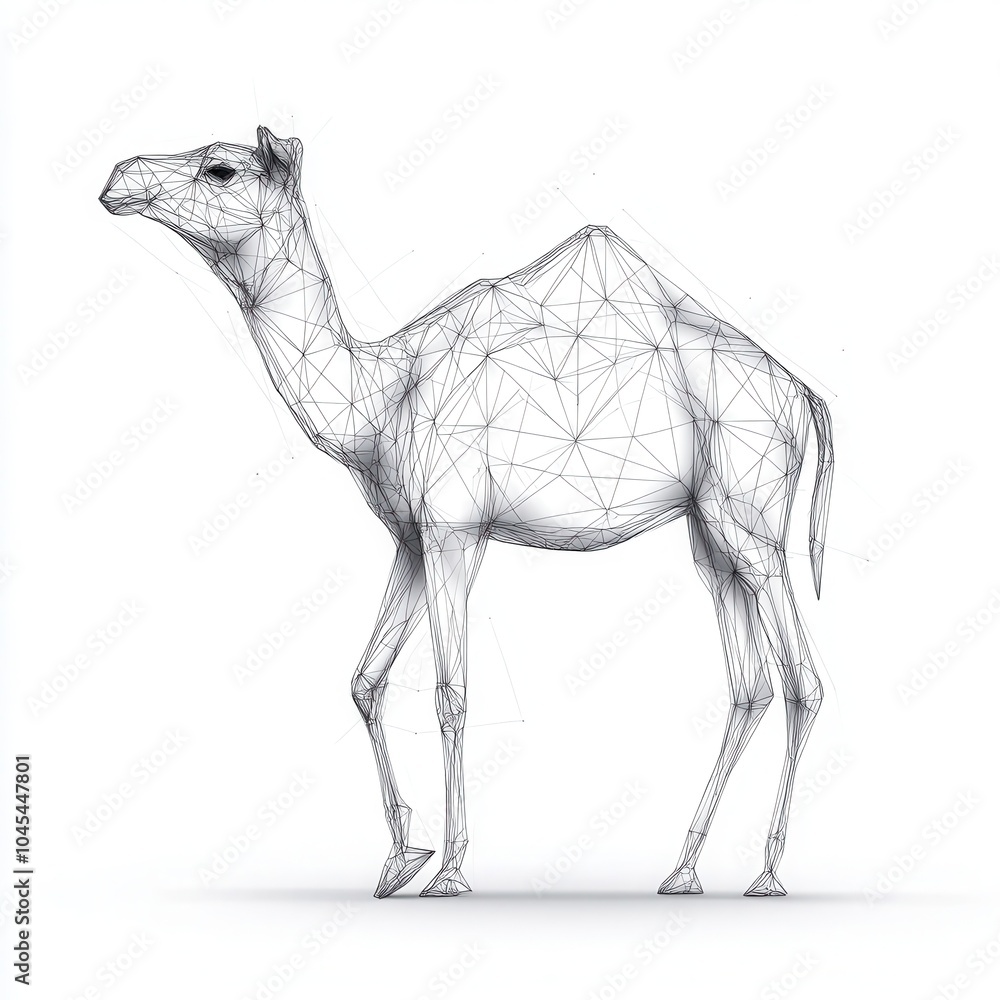 Aufkleber a stylized, geometric representation of a camel, depicted with a network of lines and triangles agai