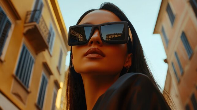 Black Ray Ban Meta, smart glasses that connected to AI take photos and videos and send messages.Milan - Italy,25 August 2024