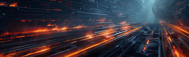 Advanced Fuel Refining Facility with Transparent Energy Tubes and Robotic Arms in Barren Landscape