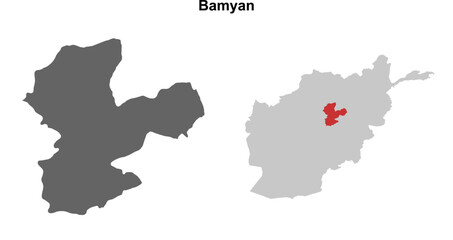 Bamyan province blank outline map set
